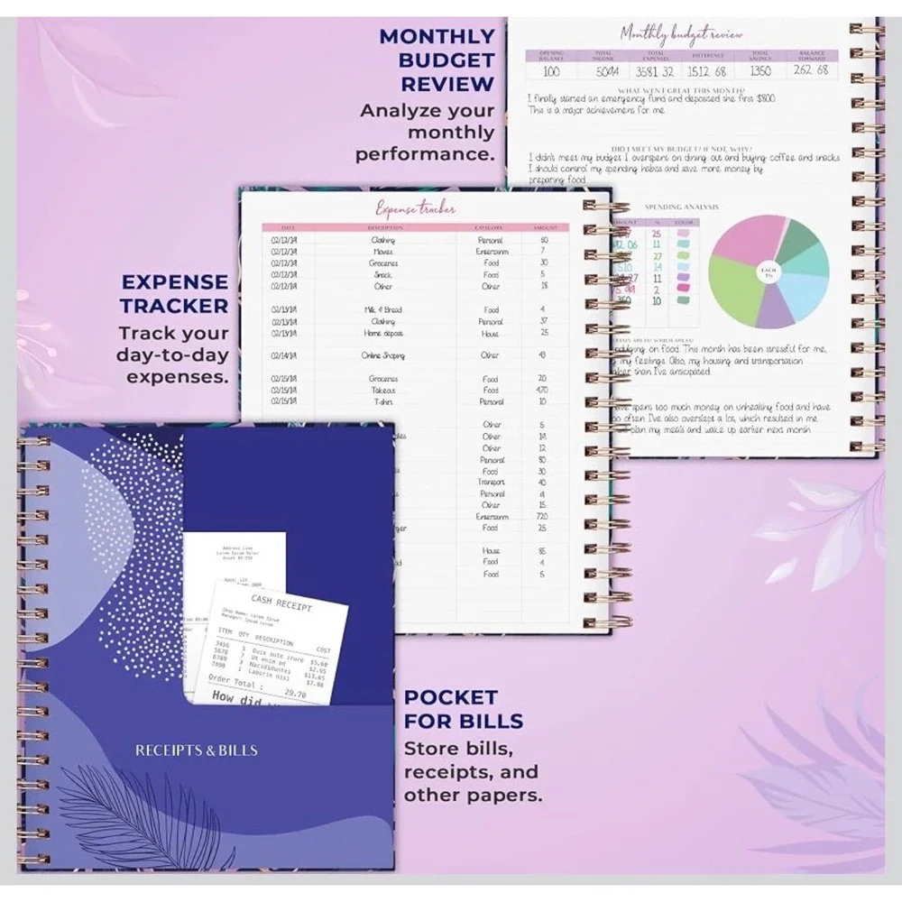 Planberry Budget Planner Organizer Undated 12 Month‎ Tropical Monstera A5